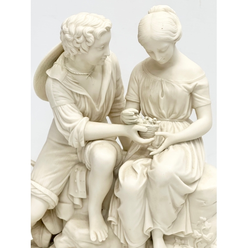 261 - A mid 19th century Charles Cumberworth Parian Ware figurine of Paul & Virginia by Copeland. 29.5x31c... 