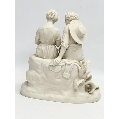 261 - A mid 19th century Charles Cumberworth Parian Ware figurine of Paul & Virginia by Copeland. 29.5x31c... 