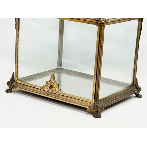 45 - A late 19th century gilt bronze tabletop tantalus set cabinet/display cabinet. 33x27x28cm