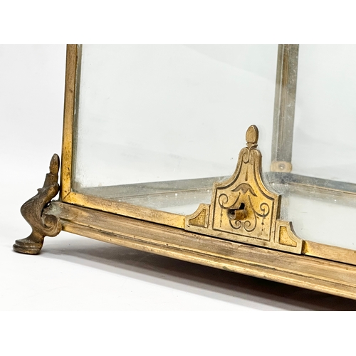 45 - A late 19th century gilt bronze tabletop tantalus set cabinet/display cabinet. 33x27x28cm