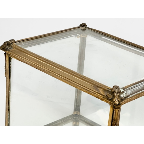 45 - A late 19th century gilt bronze tabletop tantalus set cabinet/display cabinet. 33x27x28cm