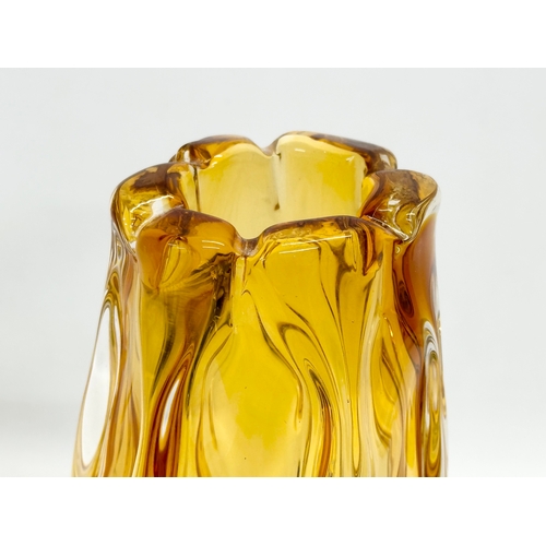 235 - A vintage Amber Glass vase. 12x28cm