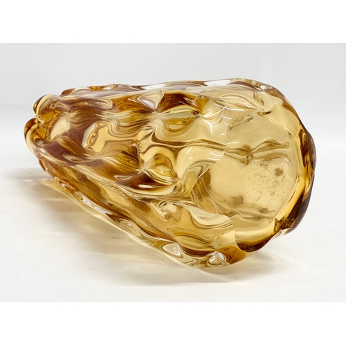 235 - A vintage Amber Glass vase. 12x28cm