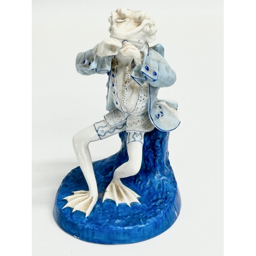 263 - 2 late 19th century Sitzendorf porcelain ‘Frog Band’ figurines. Circa 1884-1902. 11x10x13cm