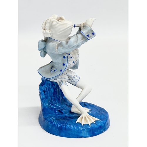 263 - 2 late 19th century Sitzendorf porcelain ‘Frog Band’ figurines. Circa 1884-1902. 11x10x13cm