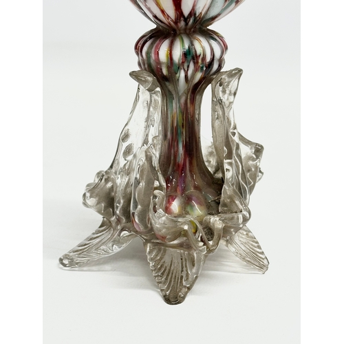 239 - A late 19th century Franz Welz Splatter Glass ‘Heart’ vase. Bohemia, 1850-1880. 10x17.5cm