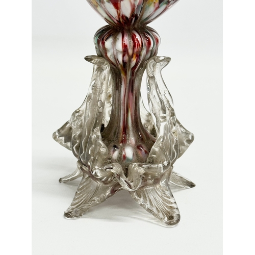 239 - A late 19th century Franz Welz Splatter Glass ‘Heart’ vase. Bohemia, 1850-1880. 10x17.5cm