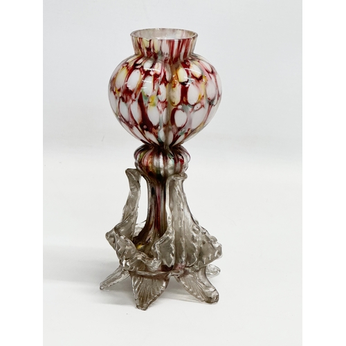 239 - A late 19th century Franz Welz Splatter Glass ‘Heart’ vase. Bohemia, 1850-1880. 10x17.5cm