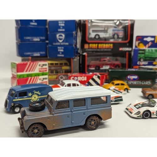 532 - A collection of model cars and trucks by Corgi, including The Showcase Collection 'Fire Heroes,' Cam... 