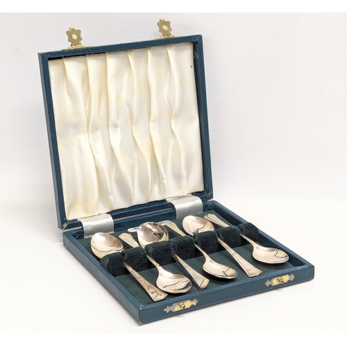 586 - A set of 6 silver spoons by Angora Silver Plate & Co. Birmingham, 1972. Total 46g