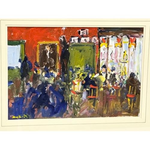 9 - A large oil painting on board by Marie Carroll. Out for a Drink. 44x30cm. 73x59.5cm C