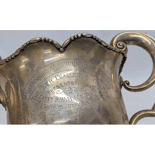 600 - A large Irish silver cup engraved for Ballynahinch Agricultural Society. Sharman D. Neil. Dublin, AP... 