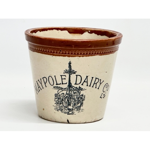 403 - A late 19th century Maypole Dairy Co LTD butter crock with handle. 17x22x15cm