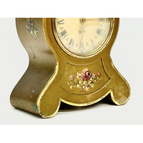 486 - A vintage Swiss Musical Alarm Clock. Adlatus Jewels. 10x5x12cm