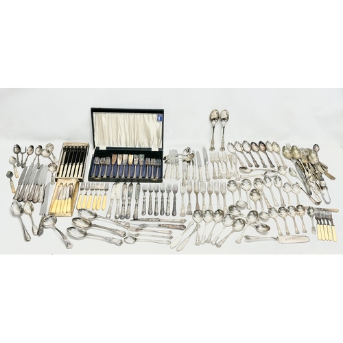 492 - A large collection of 19th and early 20th century silver plated cutlery.