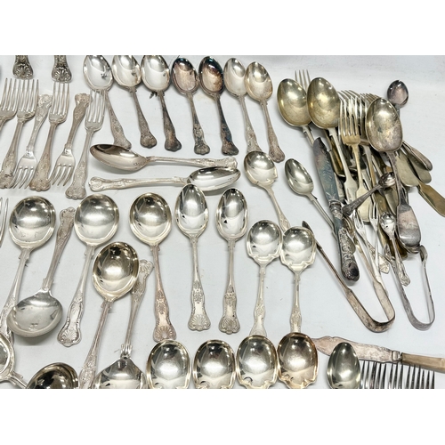 492 - A large collection of 19th and early 20th century silver plated cutlery.