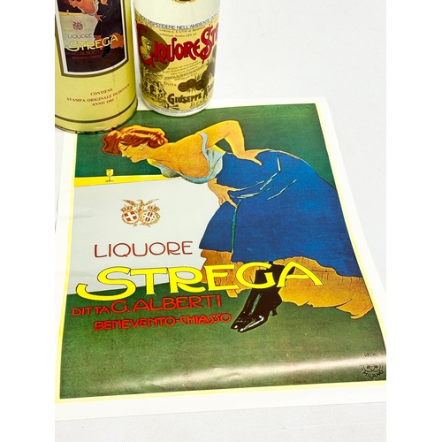 454 - A bottle of 1950’s Liquore Strega with advertising poster and case.