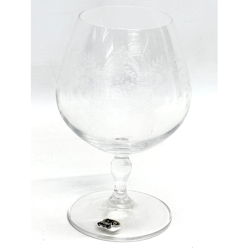 663 - A set of 6 mid 20th century etched brandy glasses by Bohemia Glass Company. 8x15cm