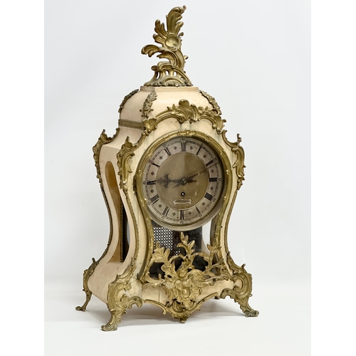 17 - A large 19th century Louis XV style fusee mantle clock with gilt brass mounts. By Sharman D Neill, B... 