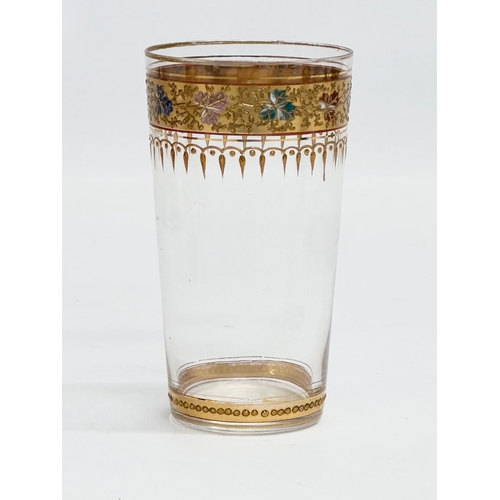 38 - Moser Glass. An early 20th century gilt tea glass by Moser with embossed flower motif. 1920’s. 5.5x1... 