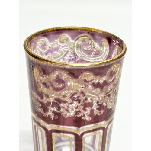 247 - 3 early/mid 20th century Bohemian drinking glasses. A Moser style gilt tea glass and a Bohemian Ruby... 