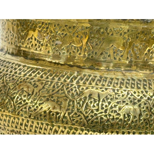 108 - A late 19th century Persian brass jardiniere. Circa 1880-1900. 24x21cm