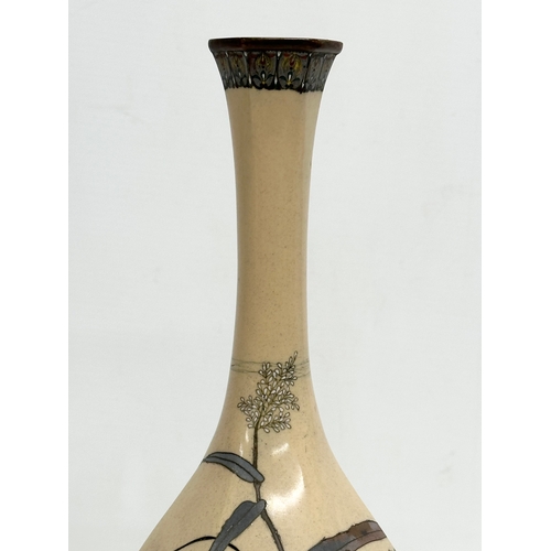 111 - A rare late 19th century Japanese Meiji period Cloisonné enamelled vase with wildflowers and Grassho... 