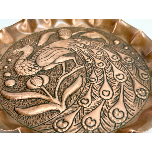 48 - A late 19th century Irish Arts & Crafts copper ‘Peacock’ card tray. By John Williams. Circa 1890-190... 