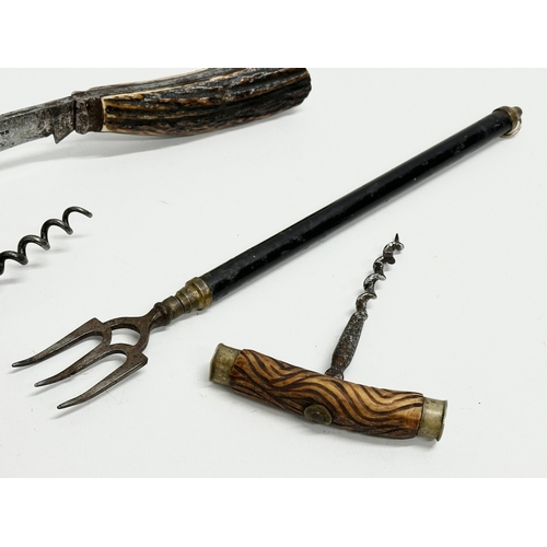 332 - A 19th century job lot. A Joseph Rodgers Pruning knife 21cm. A Victorian bread fork/toasting fork 29... 