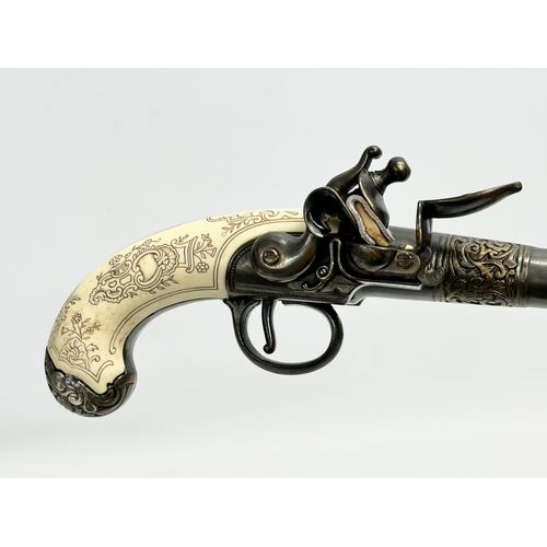 288 - A good quality replica Flintlock pistol. Liege XVIIIE S. 28cm