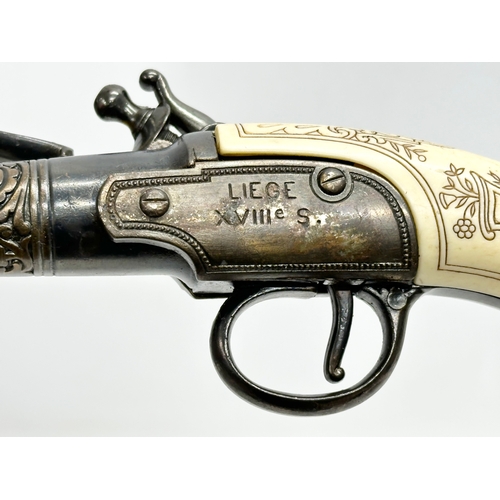 288 - A good quality replica Flintlock pistol. Liege XVIIIE S. 28cm