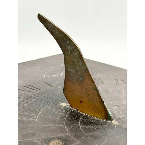 49 - Richard Melville. A 19th century slate and bronze sundial by Richard Melville. 34.5x35.5cm