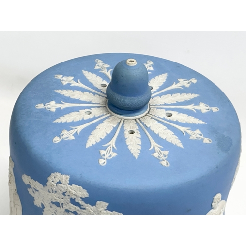 295 - Large late 19th century Jasperware. A large Jasperware cheese dome and a jardiniere by Wedgwood. 26x... 