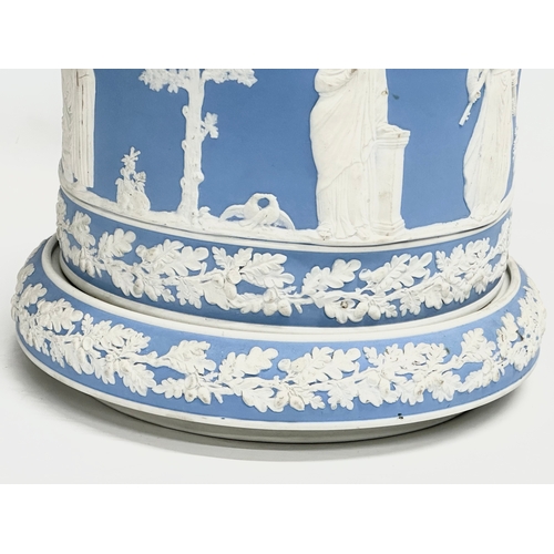 295 - Large late 19th century Jasperware. A large Jasperware cheese dome and a jardiniere by Wedgwood. 26x... 