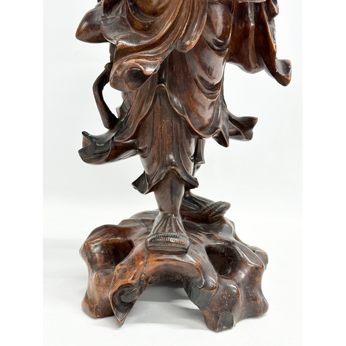 54 - A large early 20th century Chinese carved boxwood table lamp. 52cm