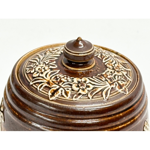 303 - A late 19th century Doulton Lambeth ‘Harvest’ tobacco jar. 9x14cm