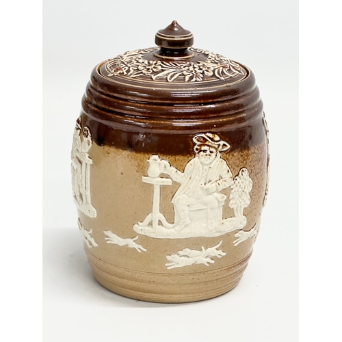 303 - A late 19th century Doulton Lambeth ‘Harvest’ tobacco jar. 9x14cm