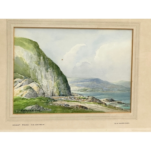 321 - A watercolour by G.W. Morrison. Coast Road, County Antrim. 25x18cm. Frame 45x37.5cm S