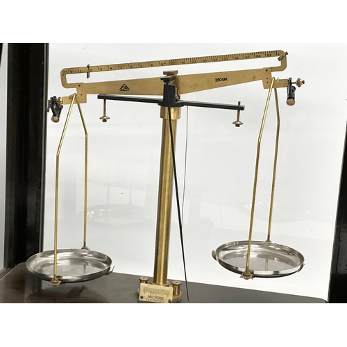 325 - A vintage Griffin & George Limited balance scales in a W.B. Nicolson case. 46x25x41.5cm