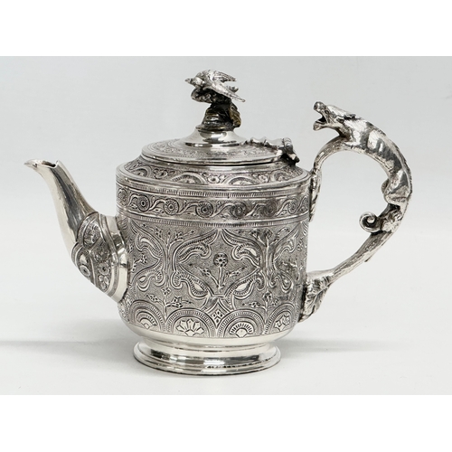 340 - A good quality 3 piece late 19th/early 20th century plated tea service with snake and wolf handles. ... 