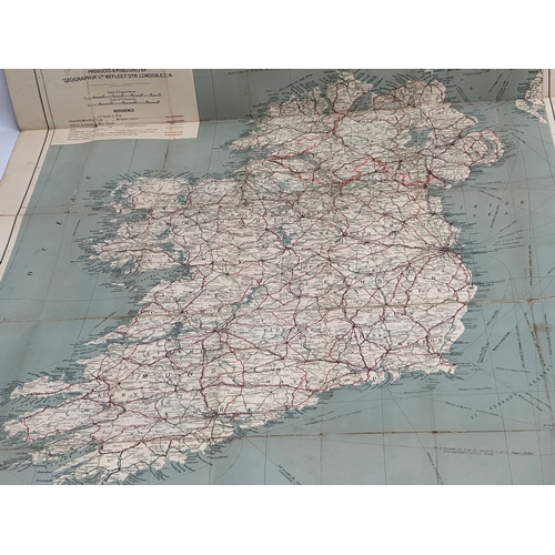 690 - A collection of vintage Irish maps. Ulster Transport Time of Passenger Services. Ordnance Survey of ... 