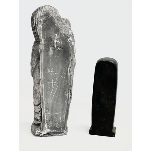 693 - Irish Collectables. 4 pieces of Connemara Bog Oak 13x16cm. An Irish Turf Stone carved figure and a s... 