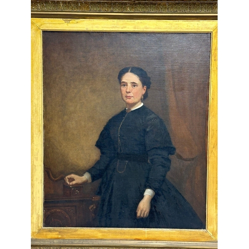 309 - A large 19th century oil portrait on canvas by James Butler Brenan RHA (1825-1889)in original heavy ... 