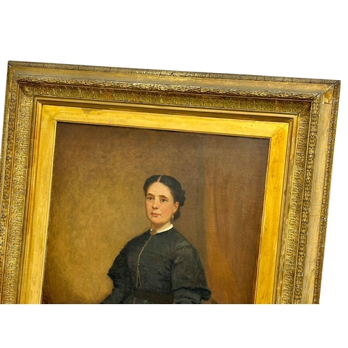 309 - A large 19th century oil portrait on canvas by James Butler Brenan RHA (1825-1889)in original heavy ... 