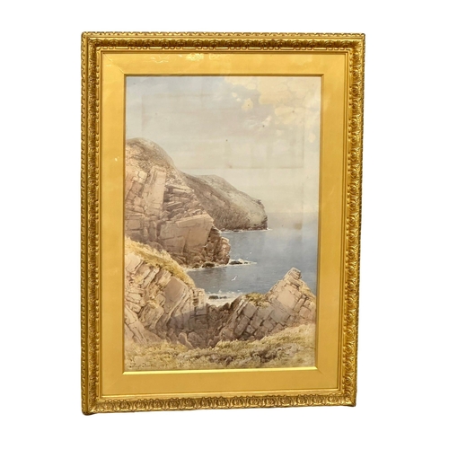 312 - A large watercolour by Frederick Tucker (1880-1915) in original gilt frame. Dated 1897. 58x90cm. Fra... 