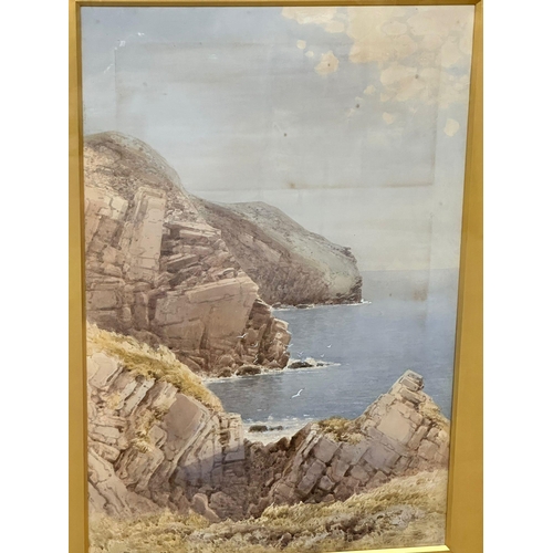 312 - A large watercolour by Frederick Tucker (1880-1915) in original gilt frame. Dated 1897. 58x90cm. Fra... 