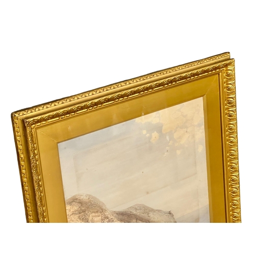 312 - A large watercolour by Frederick Tucker (1880-1915) in original gilt frame. Dated 1897. 58x90cm. Fra... 