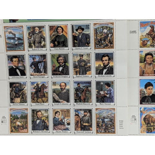 648 - A collection of vintage stamps including Legend of The West, and Civil War The War Between The State... 