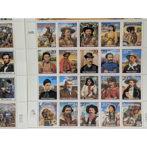 648 - A collection of vintage stamps including Legend of The West, and Civil War The War Between The State... 