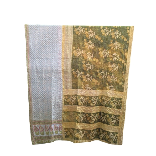 407 - A large vintage throw made from Indian Sarees. 138x210cm